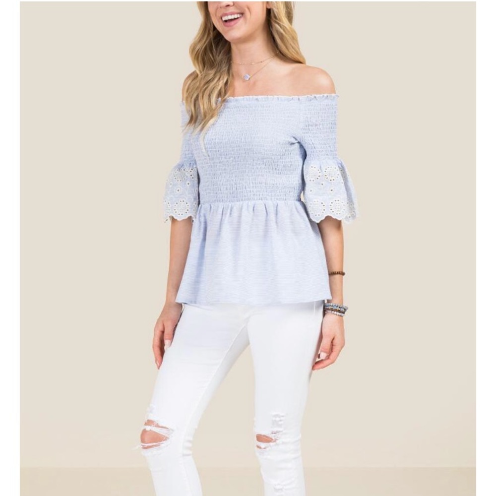 Francesca’s Blue Rain XS - Off The Shoulder Top